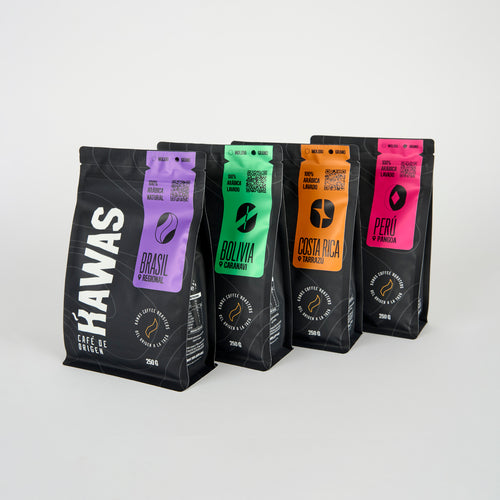 Pack de 4 bolsas de café de especialidad Kawas Orígenes