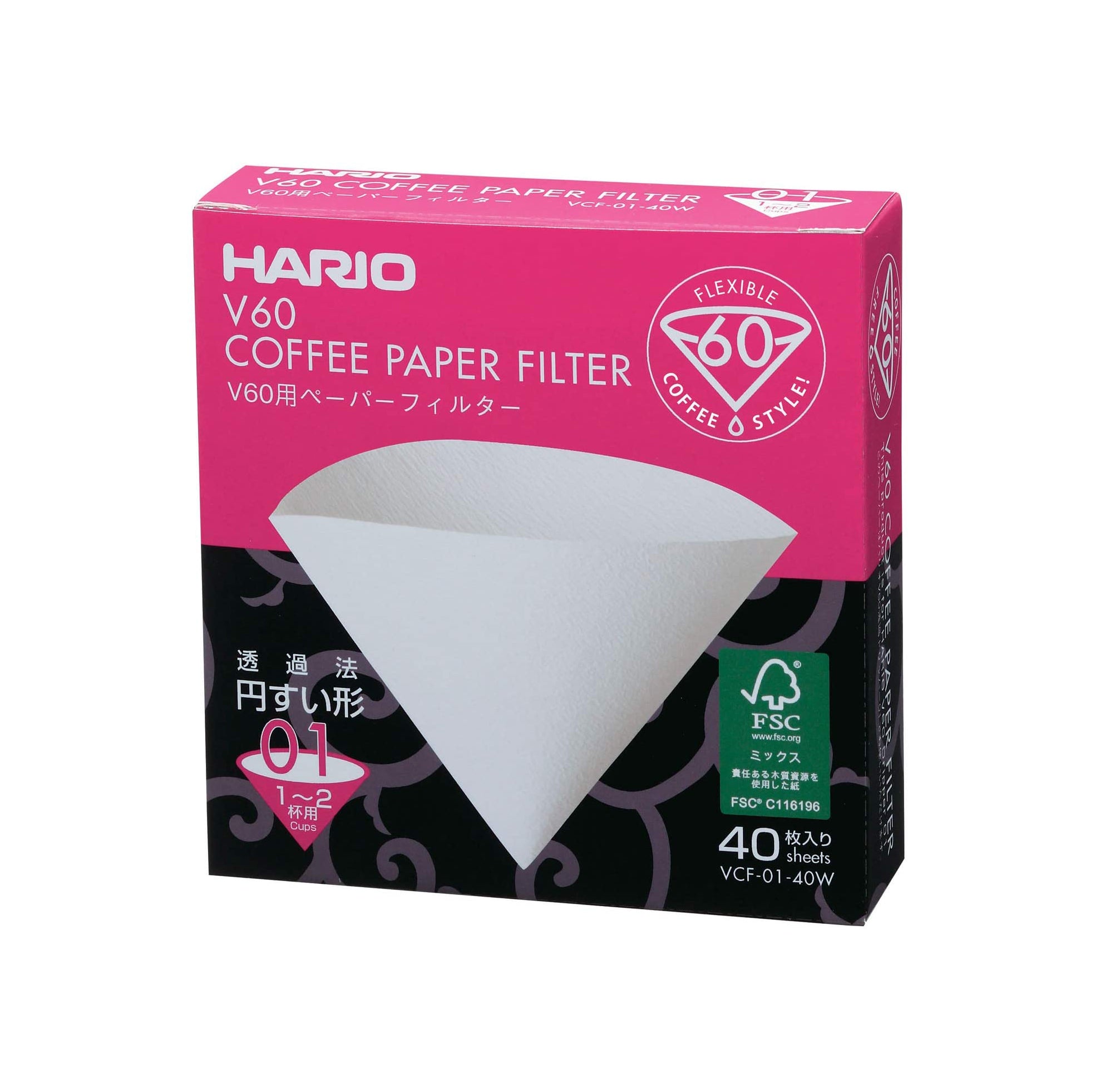 V60 Filtro de papel blanco 01 - 40 und